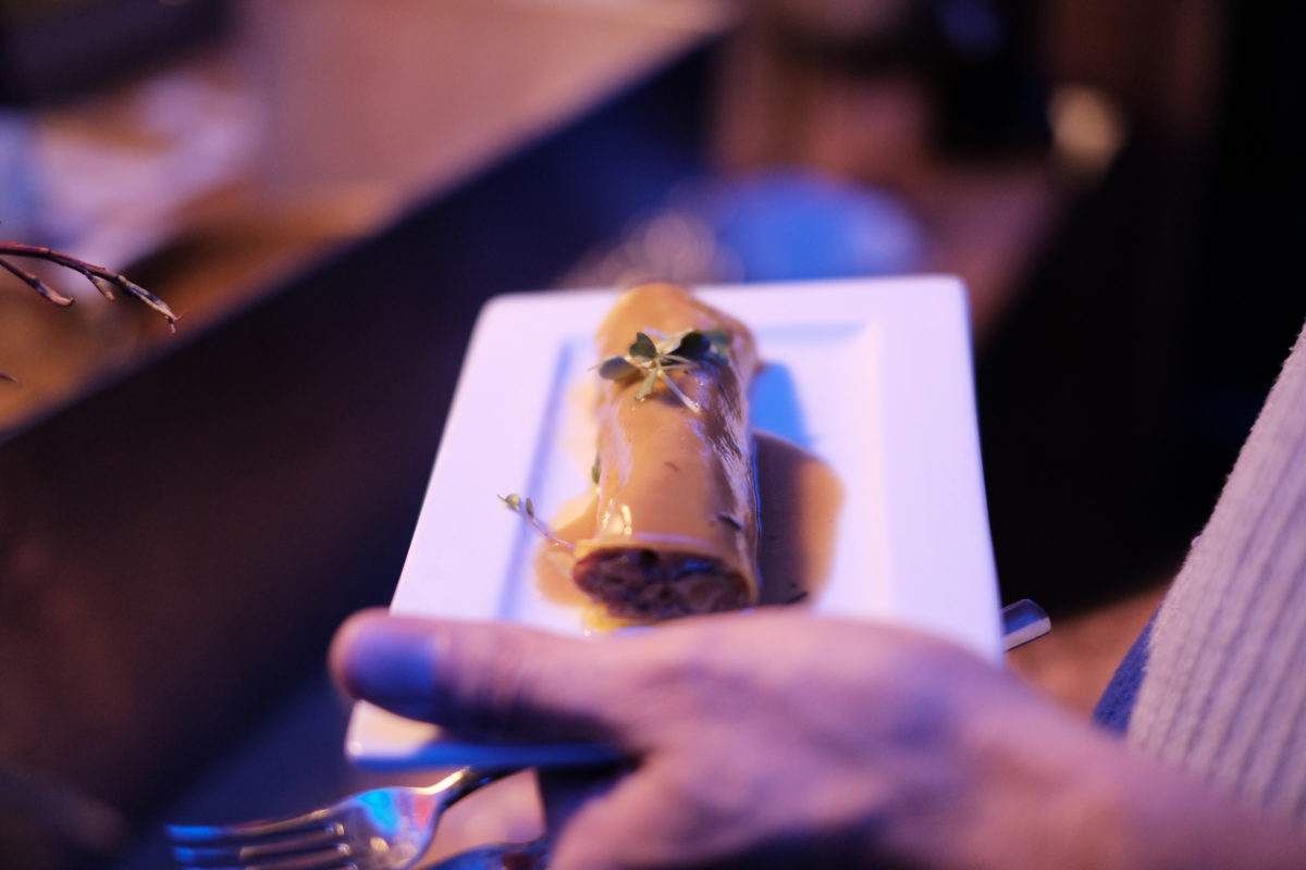 Duck cannelloni with black truffle sauce